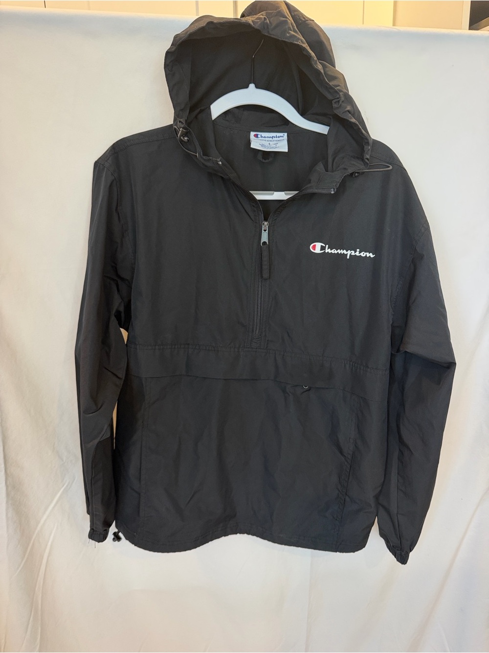 Champion Black Hooded Pullover Rain Jacket
